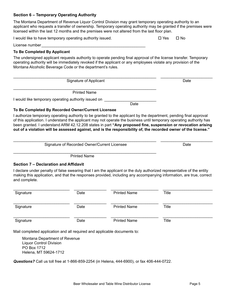Form WHOLAPP Fill Out, Sign Online and Download Fillable PDF, Montana
