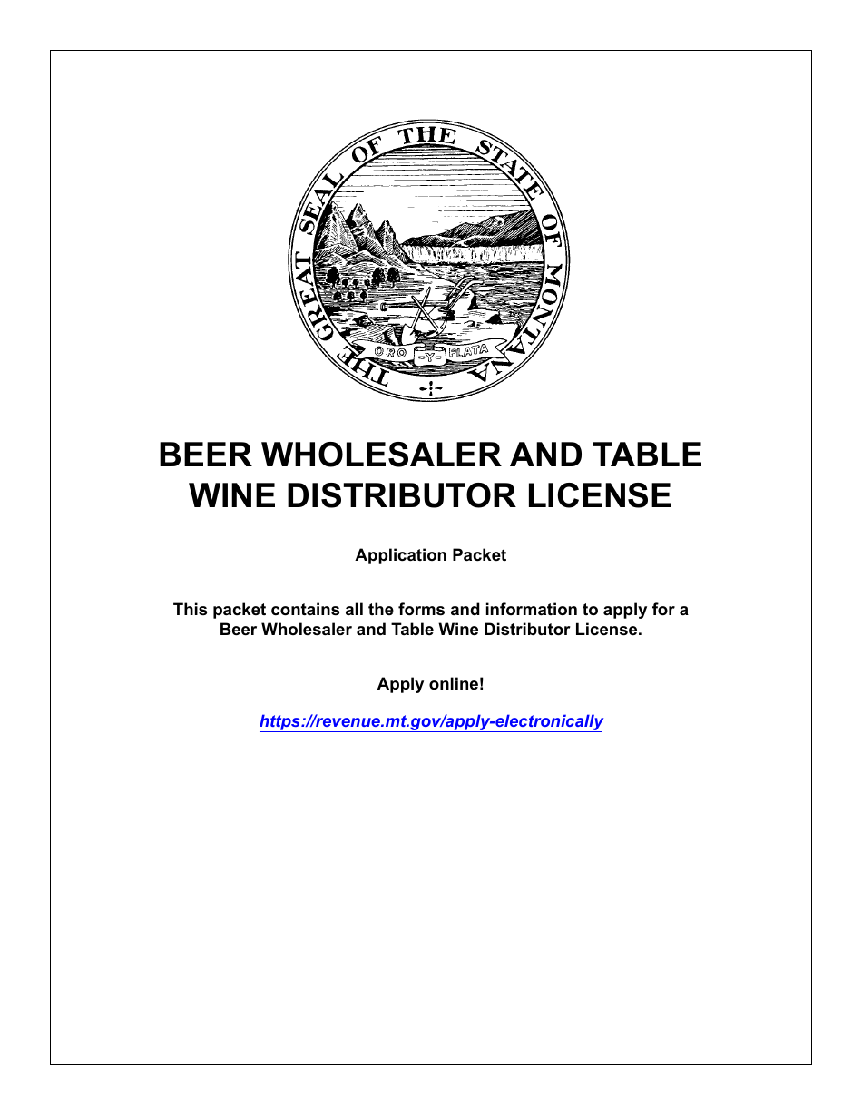 Form WHOLAPP Beer Wholesaler and Table Wine Distributor License - Montana, Page 1