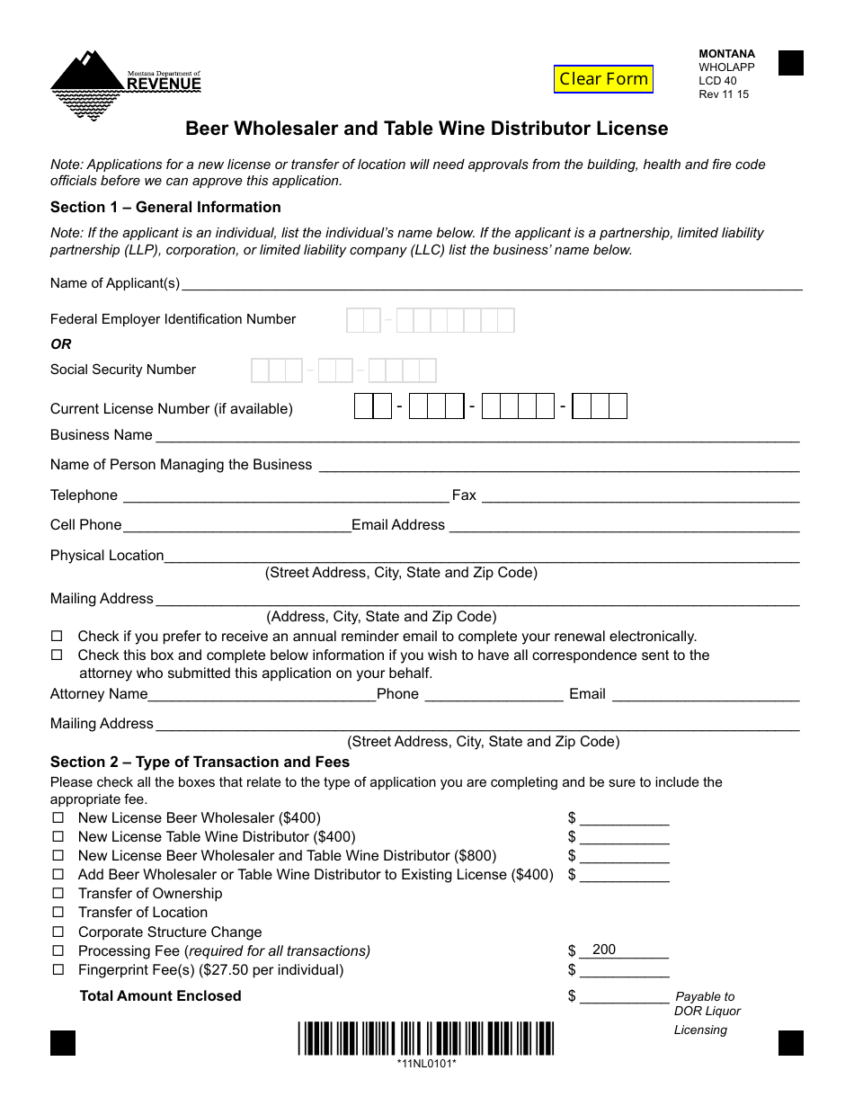 Form WHOLAPP Fill Out, Sign Online and Download Fillable PDF, Montana