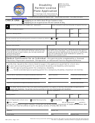 Document preview: Form MV5 Disability Permit/License Plate Application - Montana