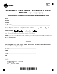 Document preview: Form WSM Monthly Report of Wine Shipments Into the State of Montana - Montana