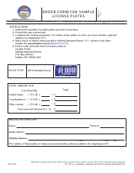 Document preview: Form MV6 Order Form for Sample License Plates - Montana