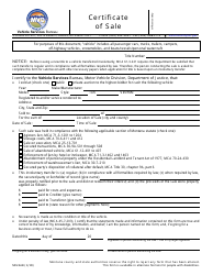 Document preview: Form MV24AB Certificate of Sale - Montana