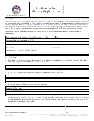 Form MV53 &quot;Application for Military Registration&quot; - Montana