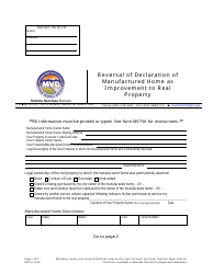 Form MV73 Reversal of Declaration of Manufactured Home as Improvement to Real Property - Montana