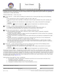 Form MV121 &quot;Fact Sheet&quot; - Montana