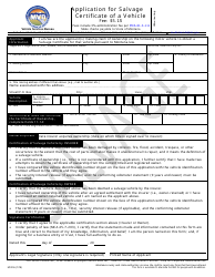 Form MV206 &quot;Application for Salvage Certificate of a Vehicle&quot; - Montana