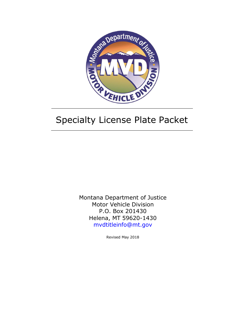 Specialty License Plate Packet - Montana, Page 1