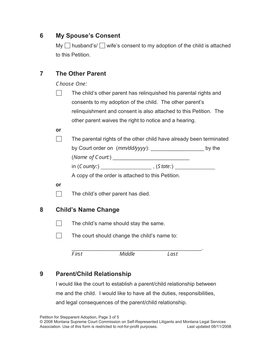 Petition for Stepparent Adoption - Montana, Page 10