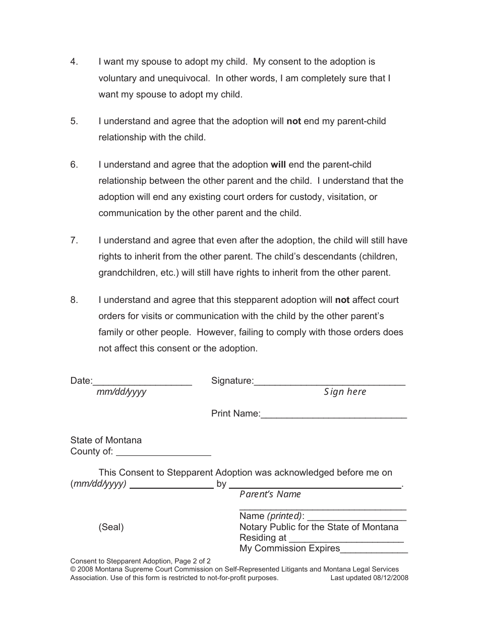 Montana Petition for Stepparent Adoption - Fill Out, Sign Online and ...