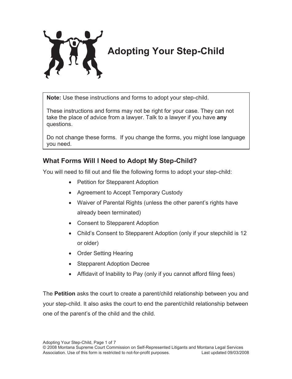 Petition for Stepparent Adoption - Montana, Page 1