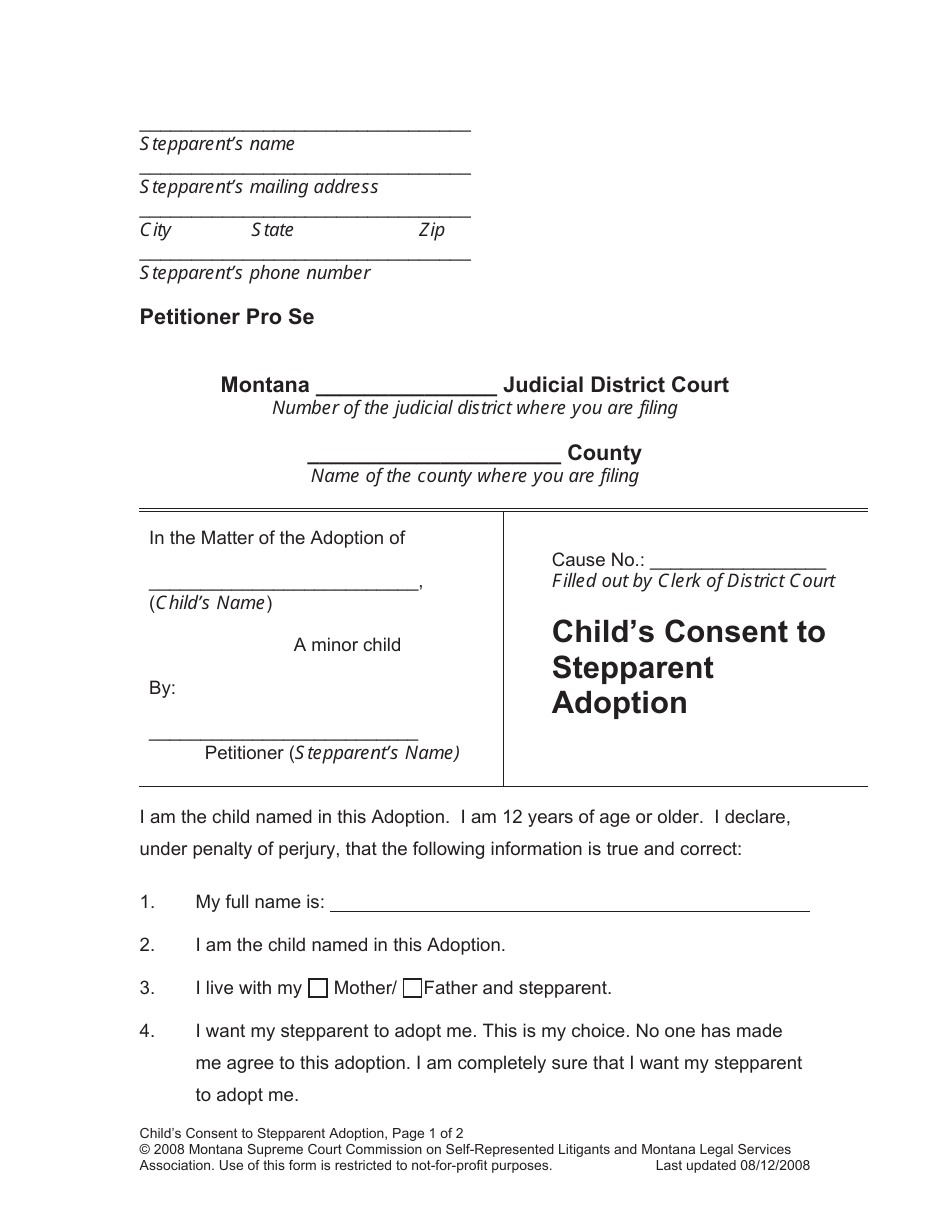 Petition for Stepparent Adoption - Montana, Page 20