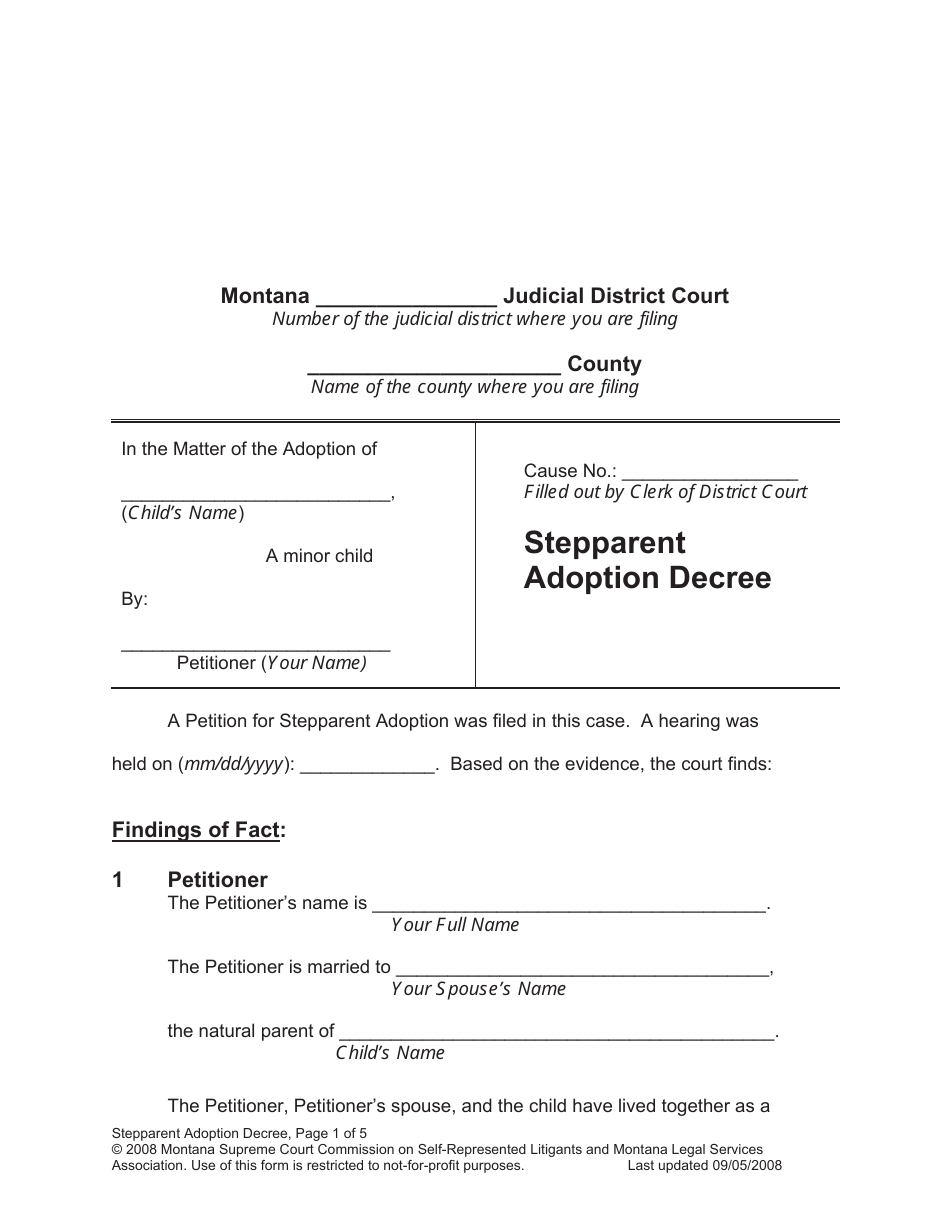 Petition for Stepparent Adoption - Montana, Page 23