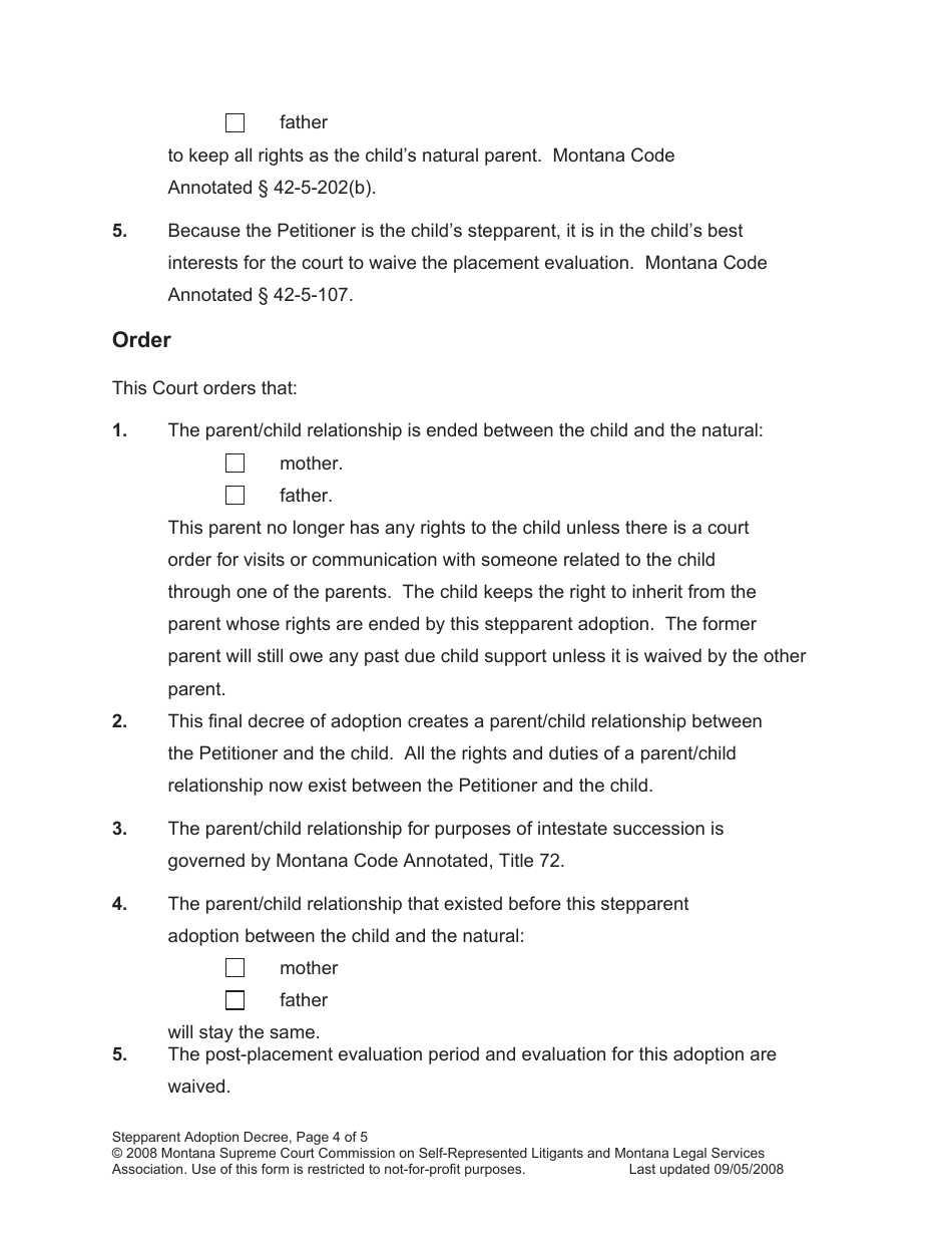 Petition for Stepparent Adoption - Montana, Page 26