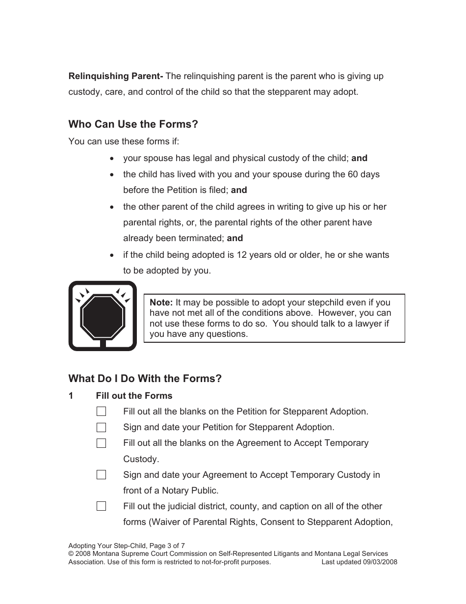 Petition for Stepparent Adoption - Montana, Page 3