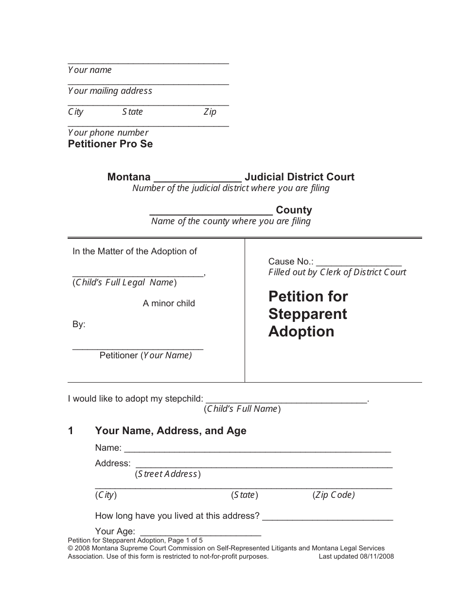 Petition for Stepparent Adoption - Montana, Page 8