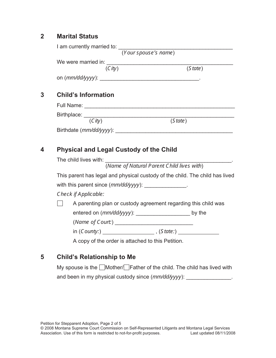 Petition for Stepparent Adoption - Montana, Page 9