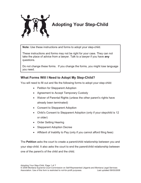 Petition for Stepparent Adoption - Montana Download Pdf