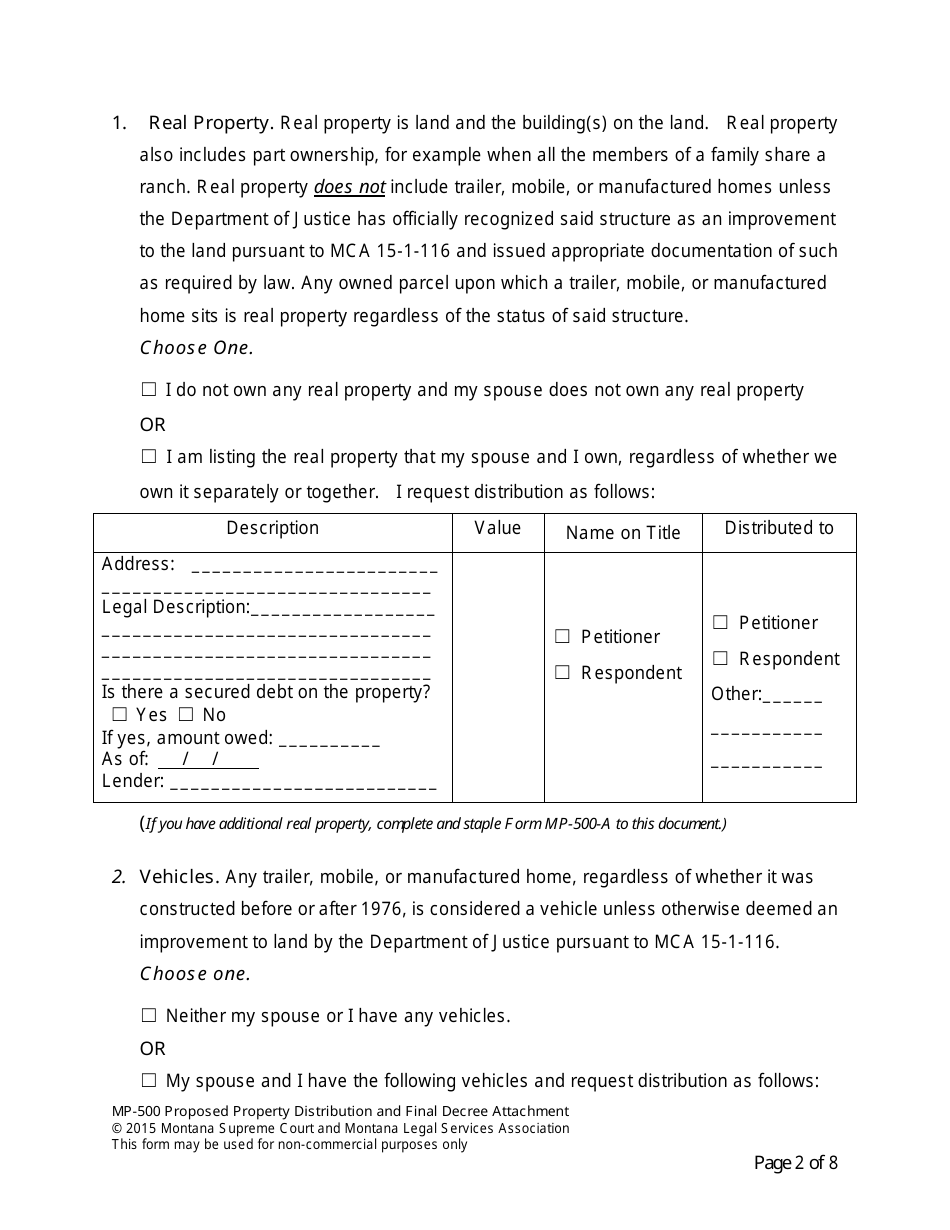 Form MP-201 Response to Petition for Dissolution of Marriage (Without Children) - Montana, Page 14