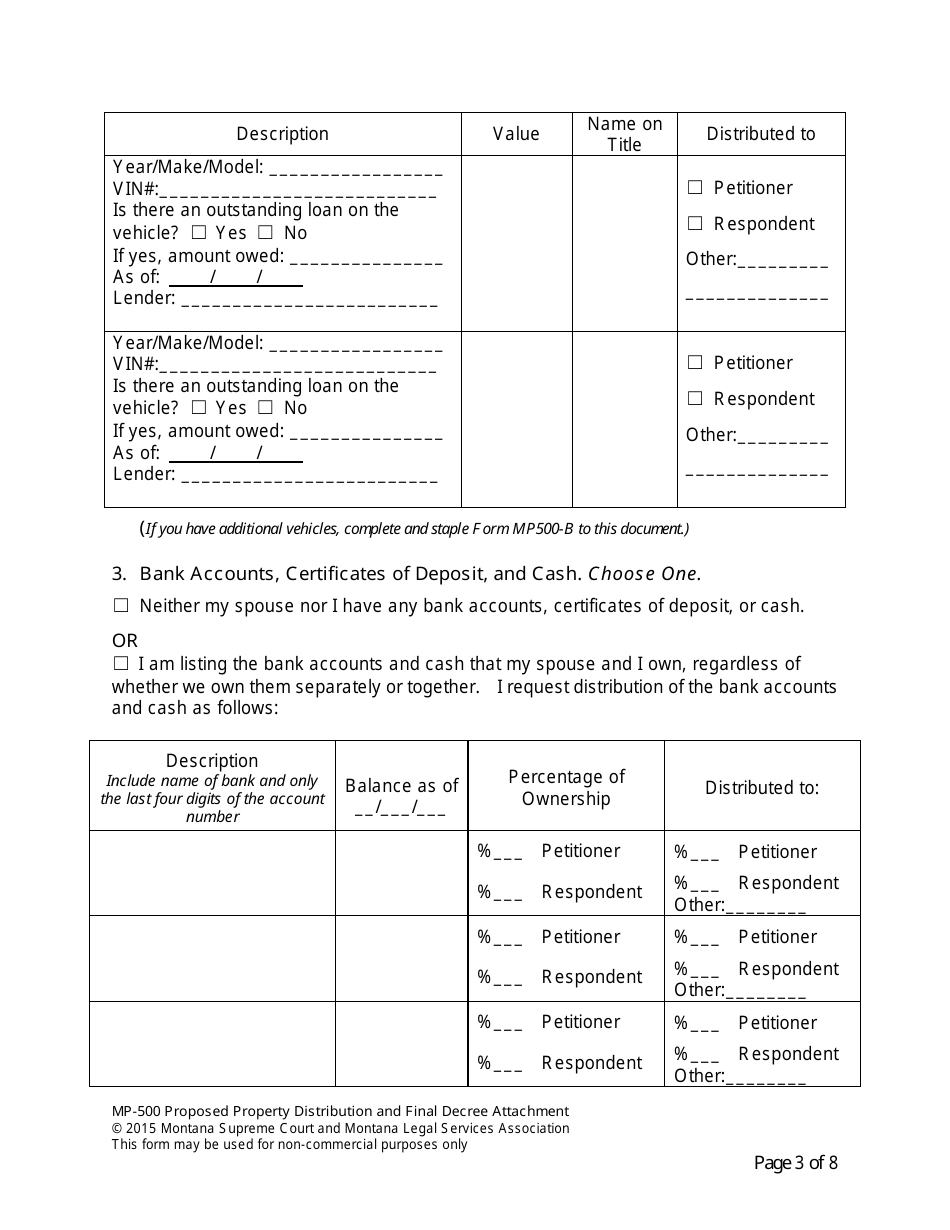 Form MP-201 Response to Petition for Dissolution of Marriage (Without Children) - Montana, Page 15