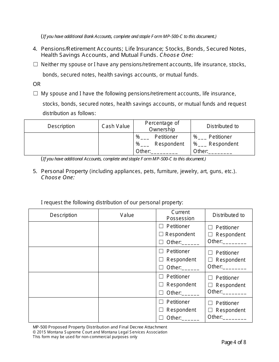 Form MP-201 Response to Petition for Dissolution of Marriage (Without Children) - Montana, Page 16
