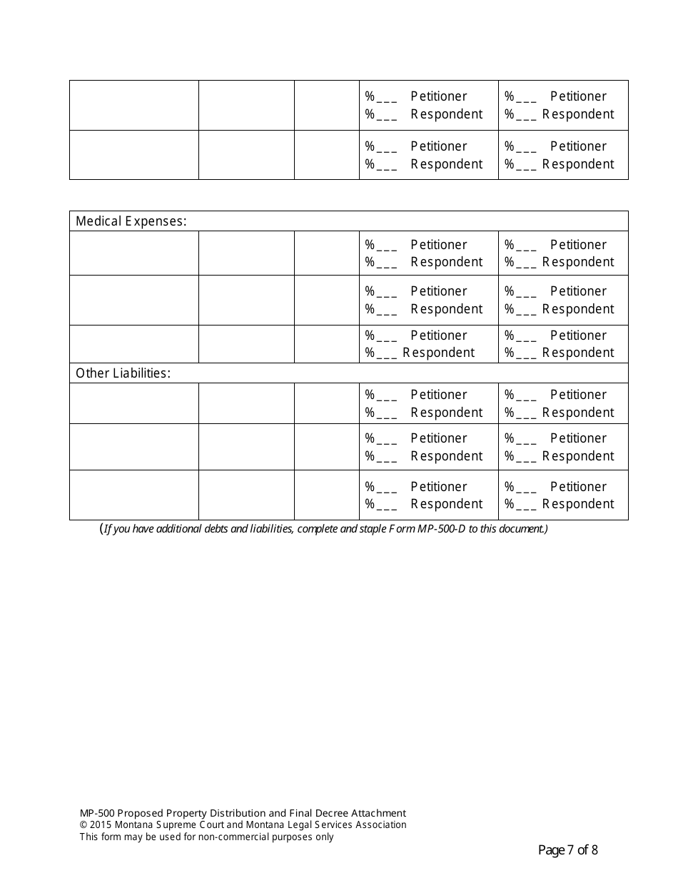Form MP-201 Response to Petition for Dissolution of Marriage (Without Children) - Montana, Page 19