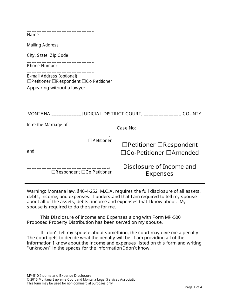 Form MP-201 Response to Petition for Dissolution of Marriage (Without Children) - Montana, Page 25