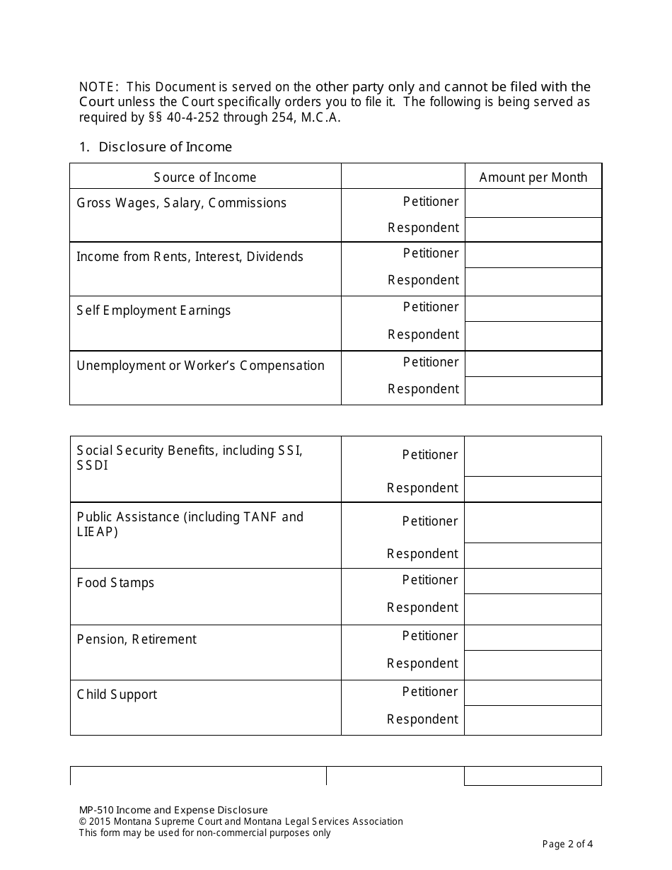 Form MP-201 Response to Petition for Dissolution of Marriage (Without Children) - Montana, Page 26