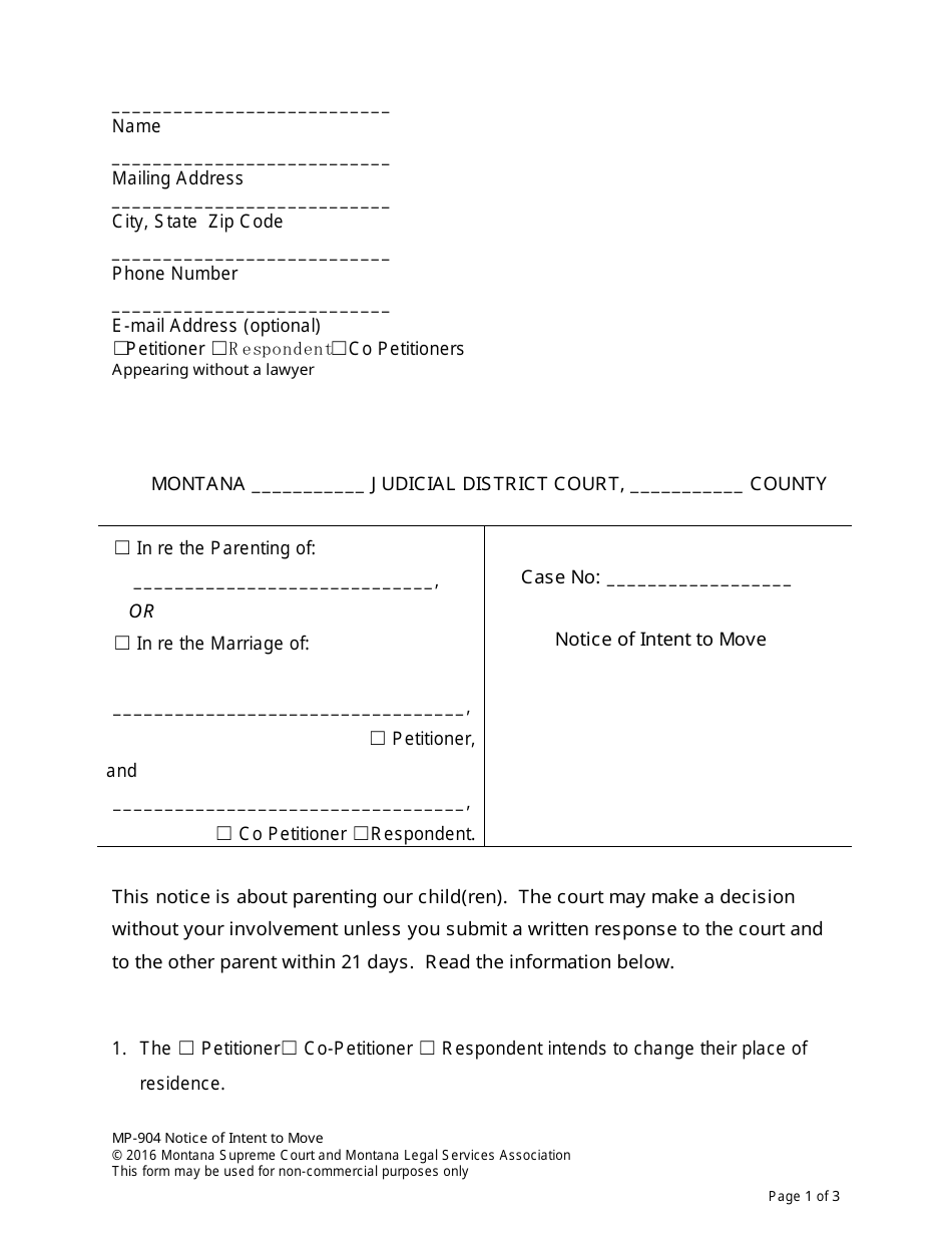Form MP-904 Notice of Intent to Move - Montana, Page 5