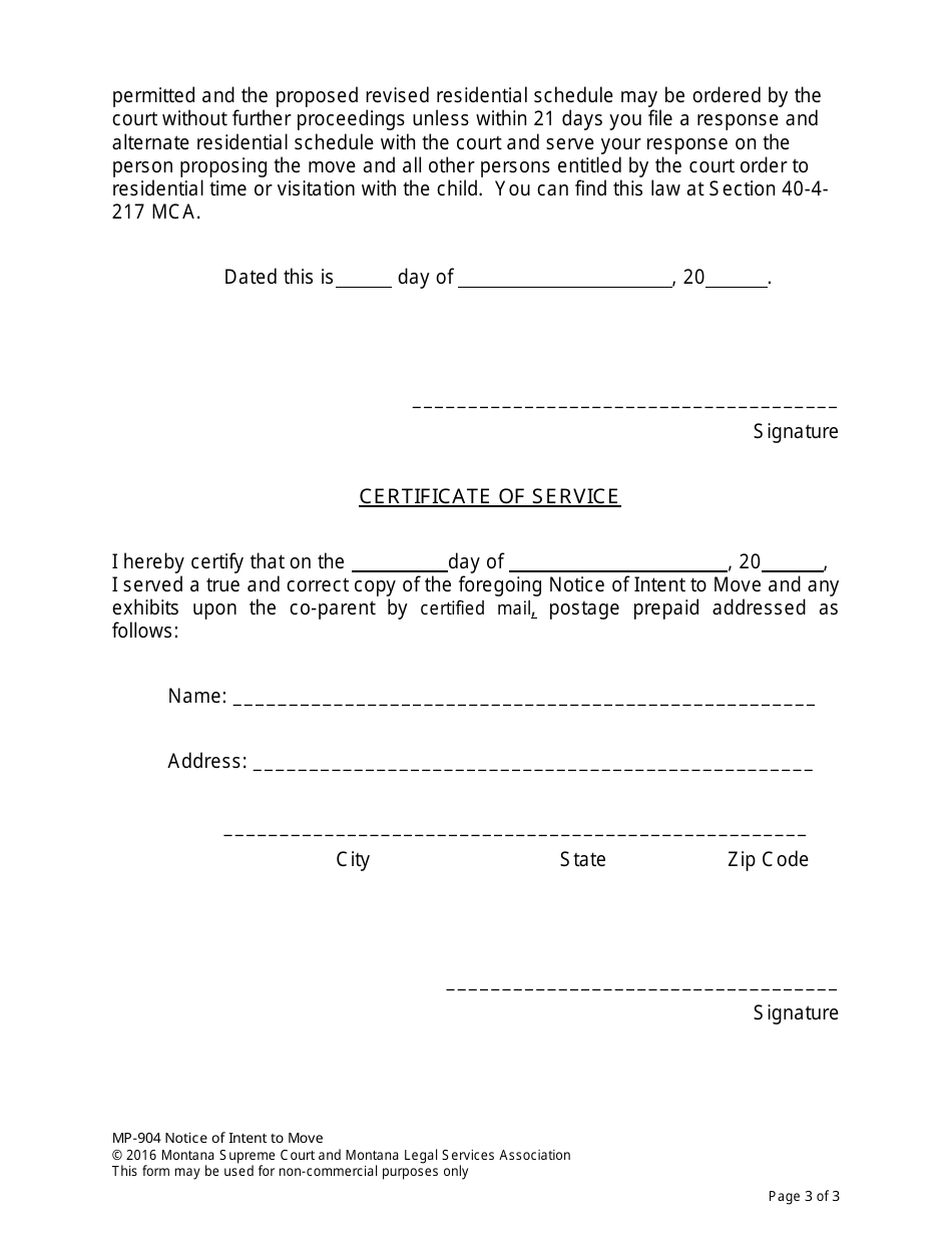Form MP-904 Notice of Intent to Move - Montana, Page 7