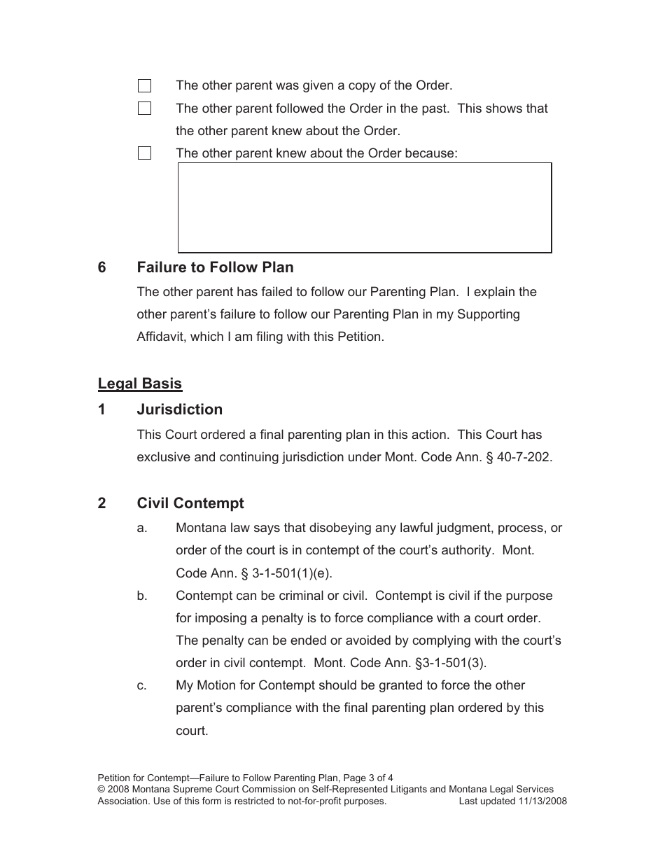 Enforcing Your Parenting Plan Packet - Montana, Page 10