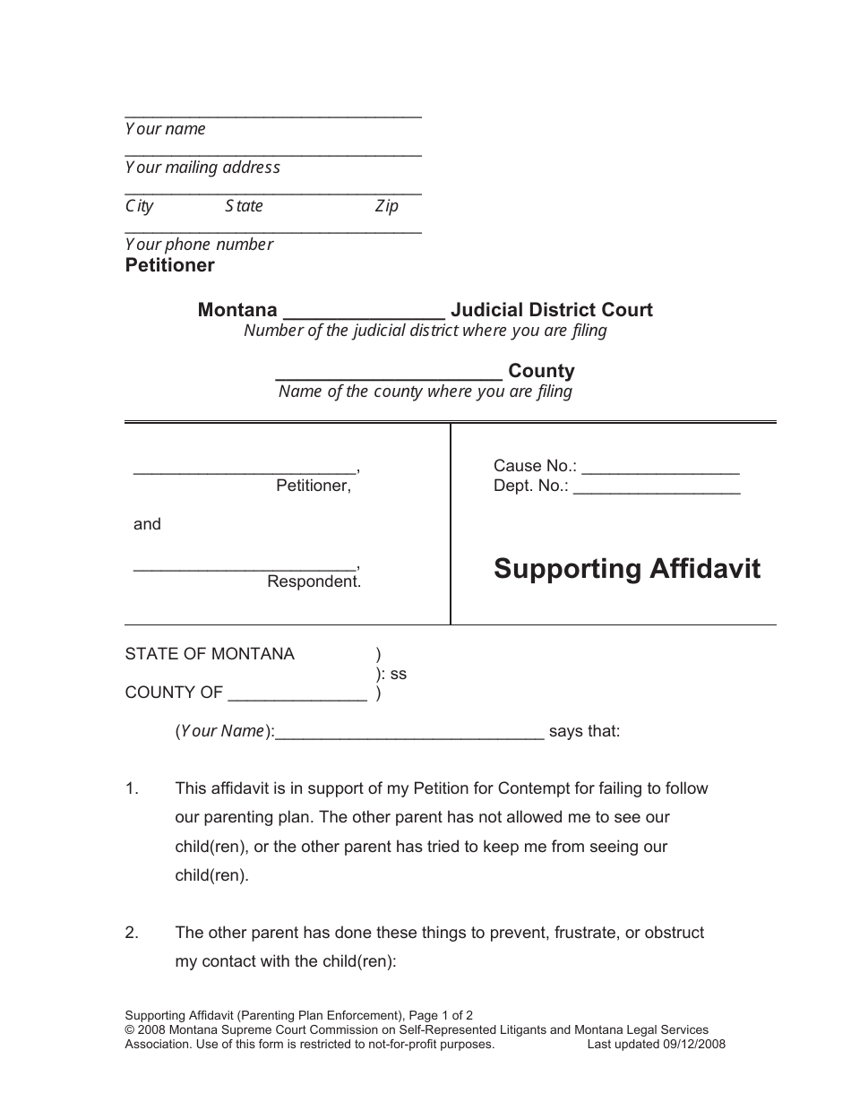 Enforcing Your Parenting Plan Packet - Montana, Page 12