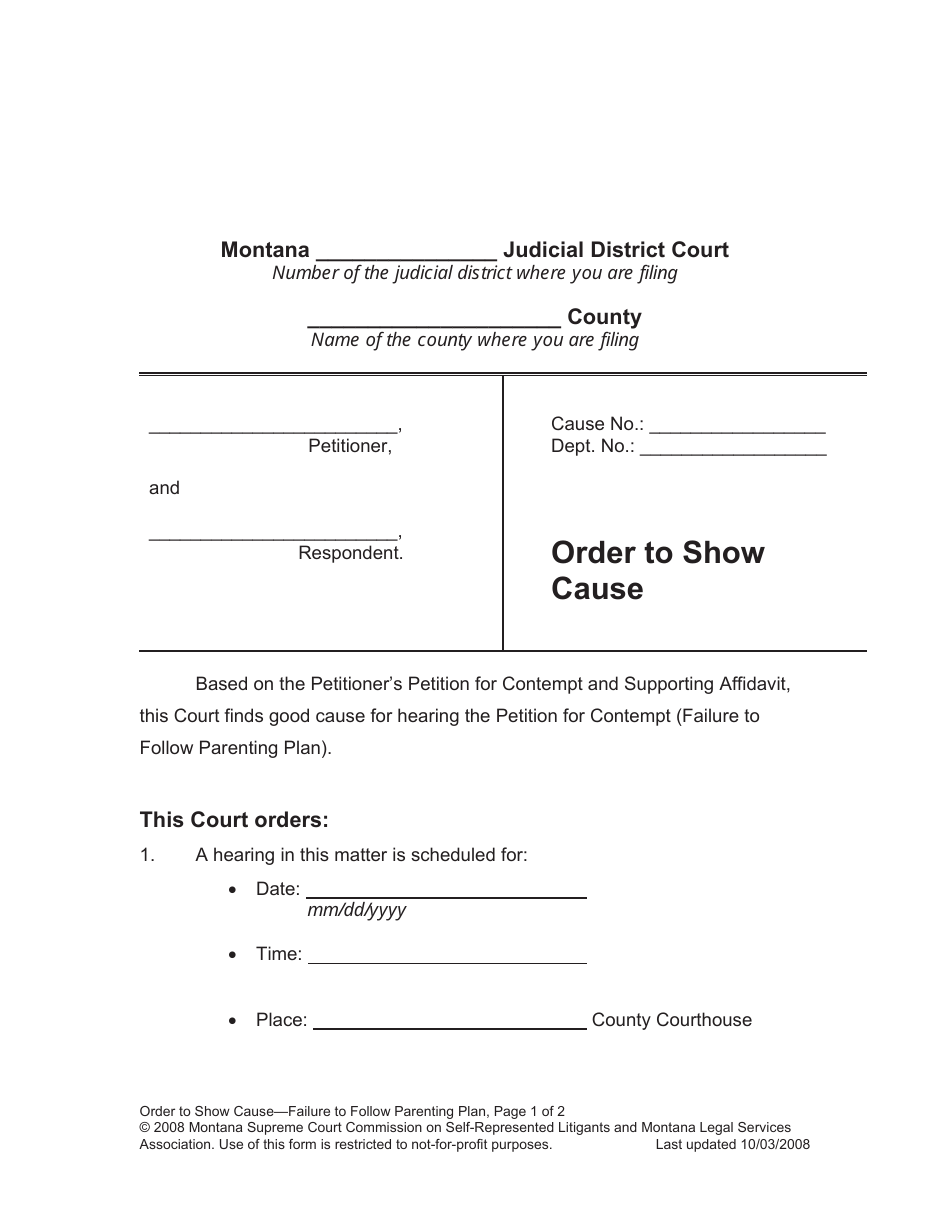 Enforcing Your Parenting Plan Packet - Montana, Page 14