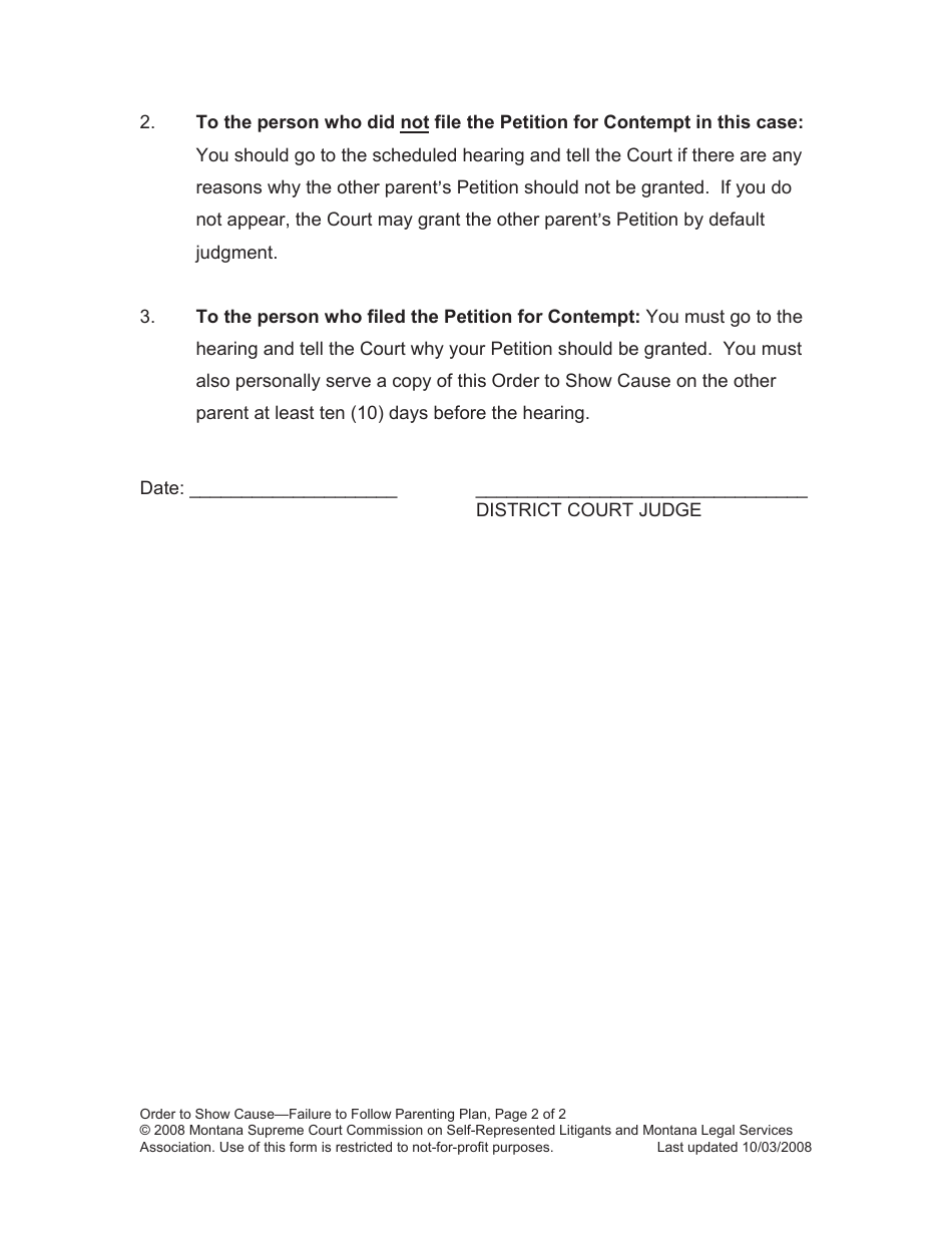 Enforcing Your Parenting Plan Packet - Montana, Page 15