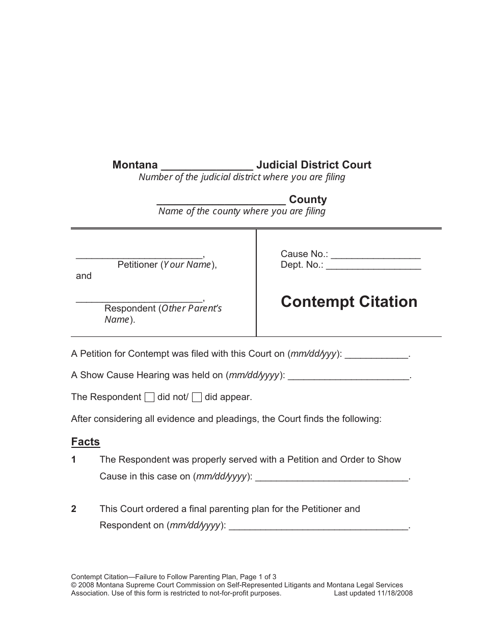 Enforcing Your Parenting Plan Packet - Montana, Page 19