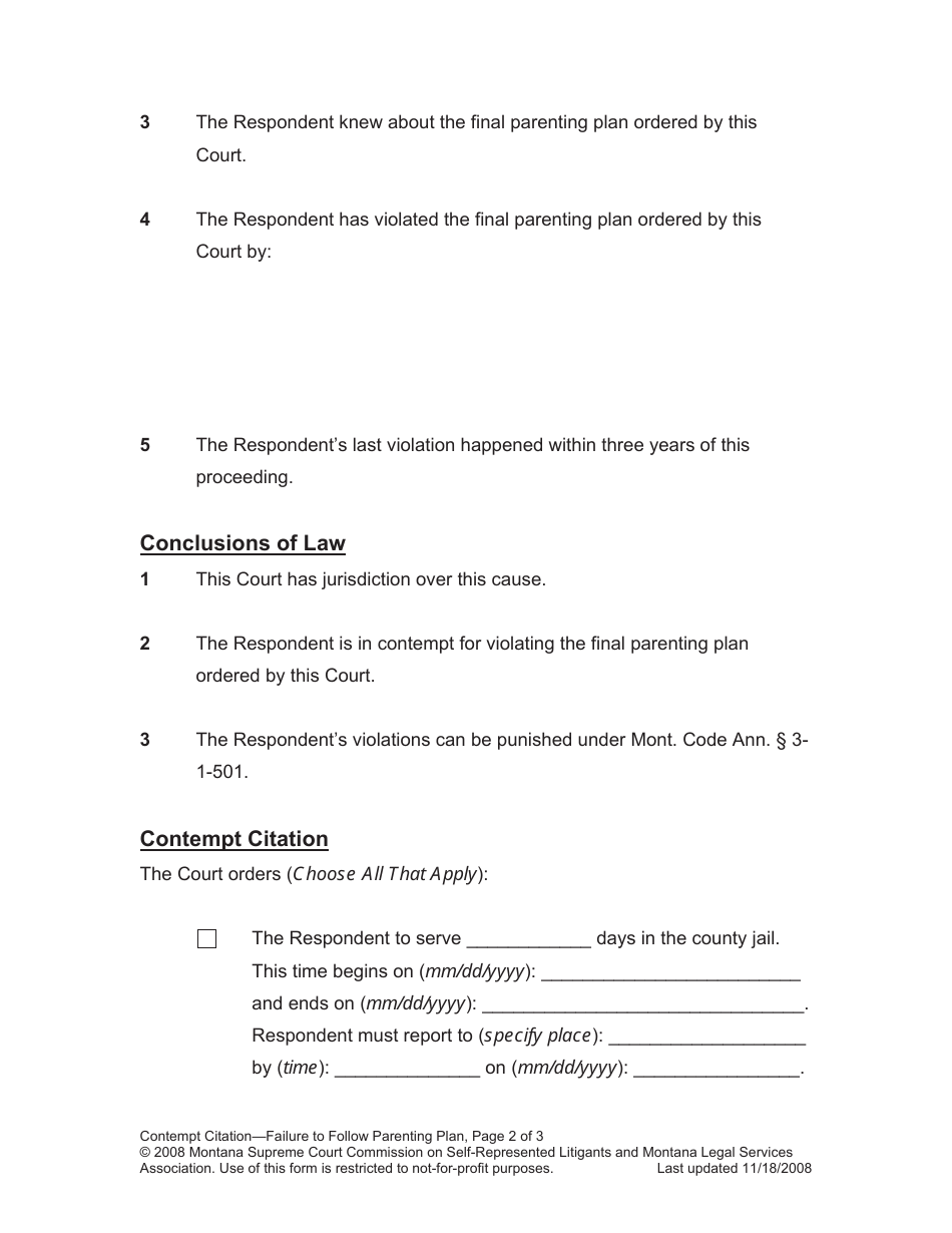 Enforcing Your Parenting Plan Packet - Montana, Page 20