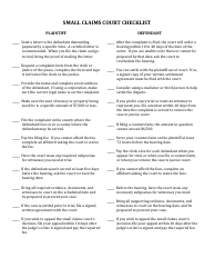 Document preview: Small Claims Court Checklist Form - Montana
