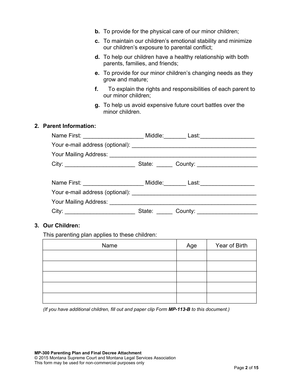 Amending Parenting Plan When Both Parents Agree - Montana, Page 11