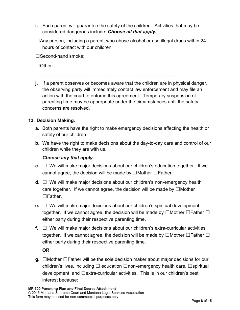 Amending Parenting Plan When Both Parents Agree - Montana, Page 17