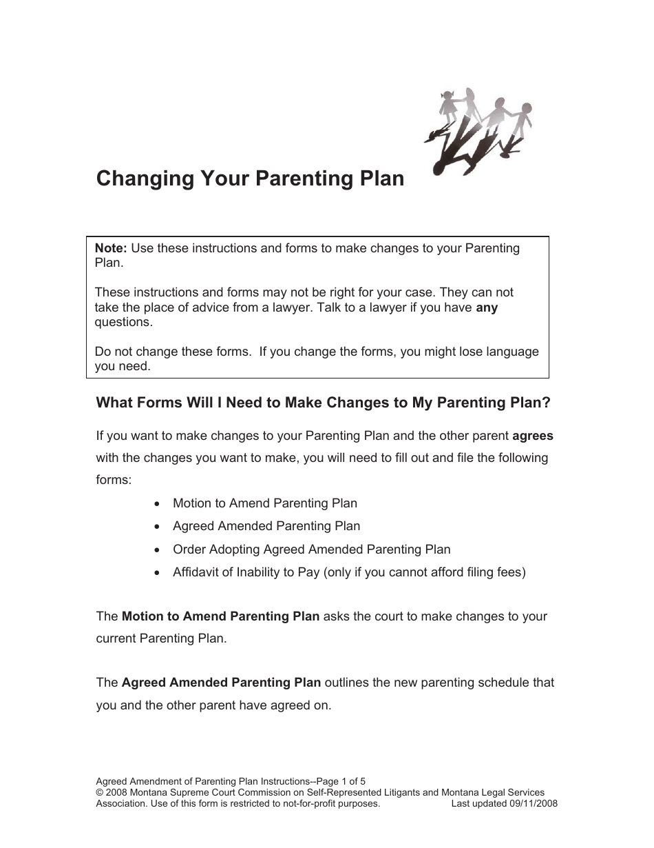 Amending Parenting Plan When Both Parents Agree - Montana, Page 1