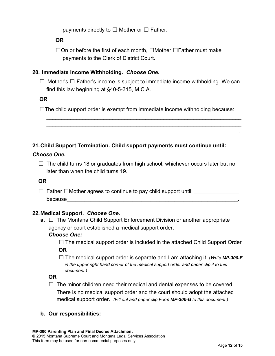 Amending Parenting Plan When Both Parents Agree - Montana, Page 21