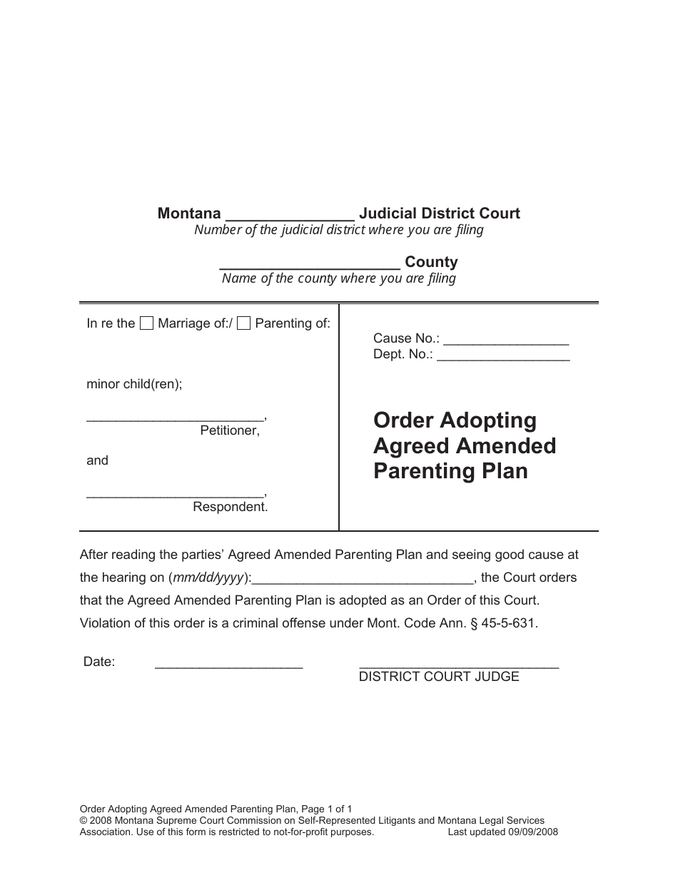 Amending Parenting Plan When Both Parents Agree - Montana, Page 34