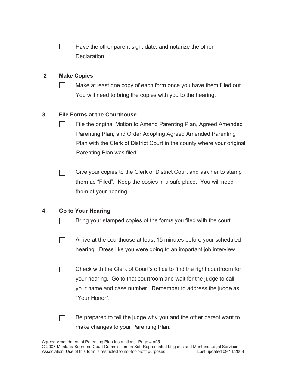 Amending Parenting Plan When Both Parents Agree - Montana, Page 4
