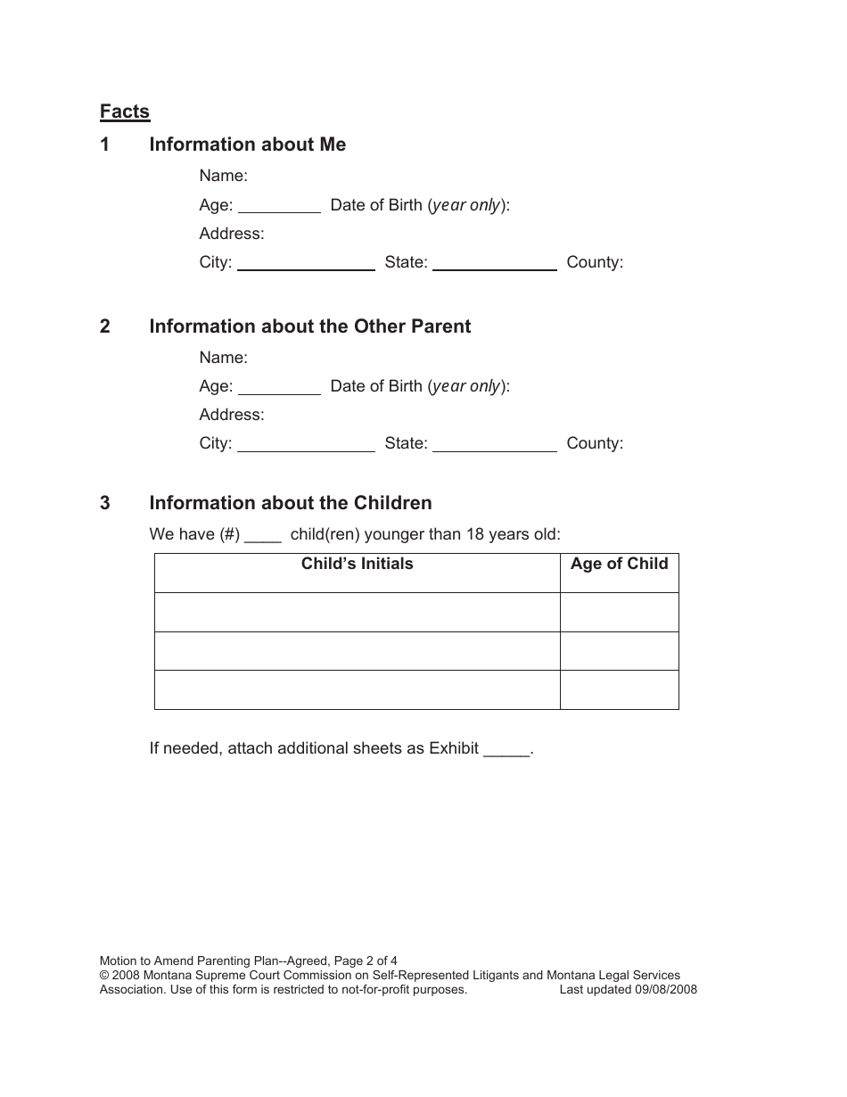 Amending Parenting Plan When Both Parents Agree - Montana, Page 7