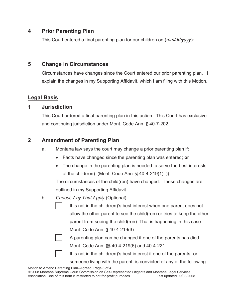 Amending Parenting Plan When Both Parents Agree - Montana, Page 8