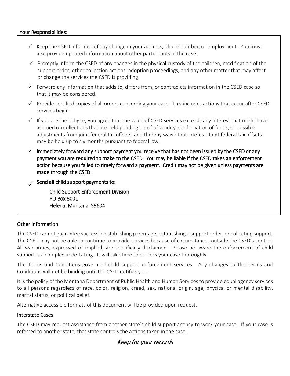 Application for Non-public Assistance Child Support Services - Montana, Page 14
