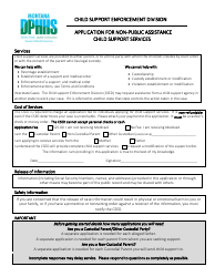 Application for Non-public Assistance Child Support Services - Montana