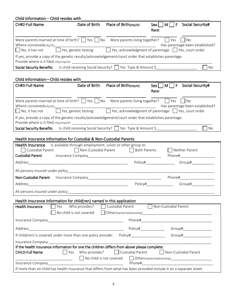 Application for Non-public Assistance Child Support Services - Montana, Page 4