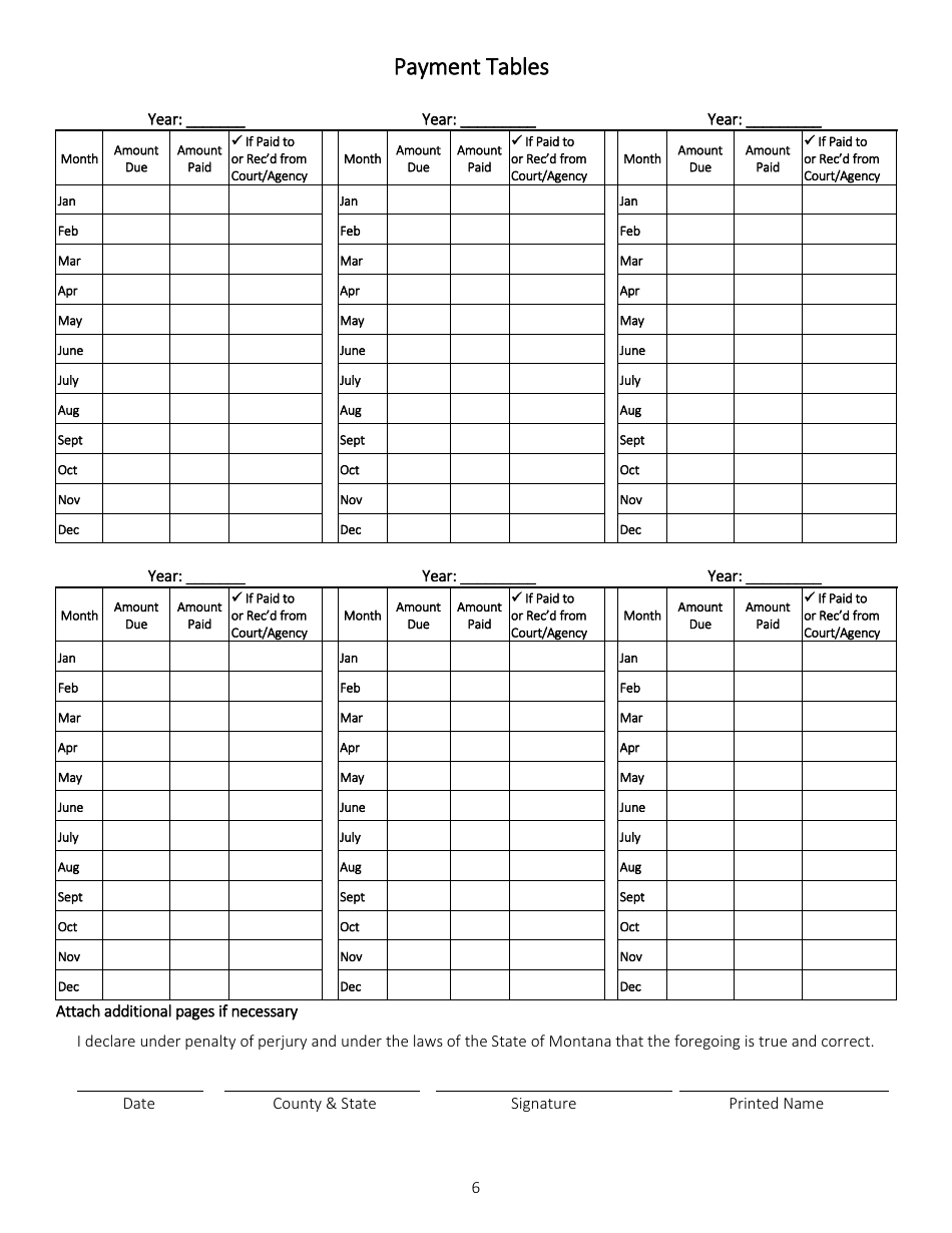 Application for Non-public Assistance Child Support Services - Montana, Page 6