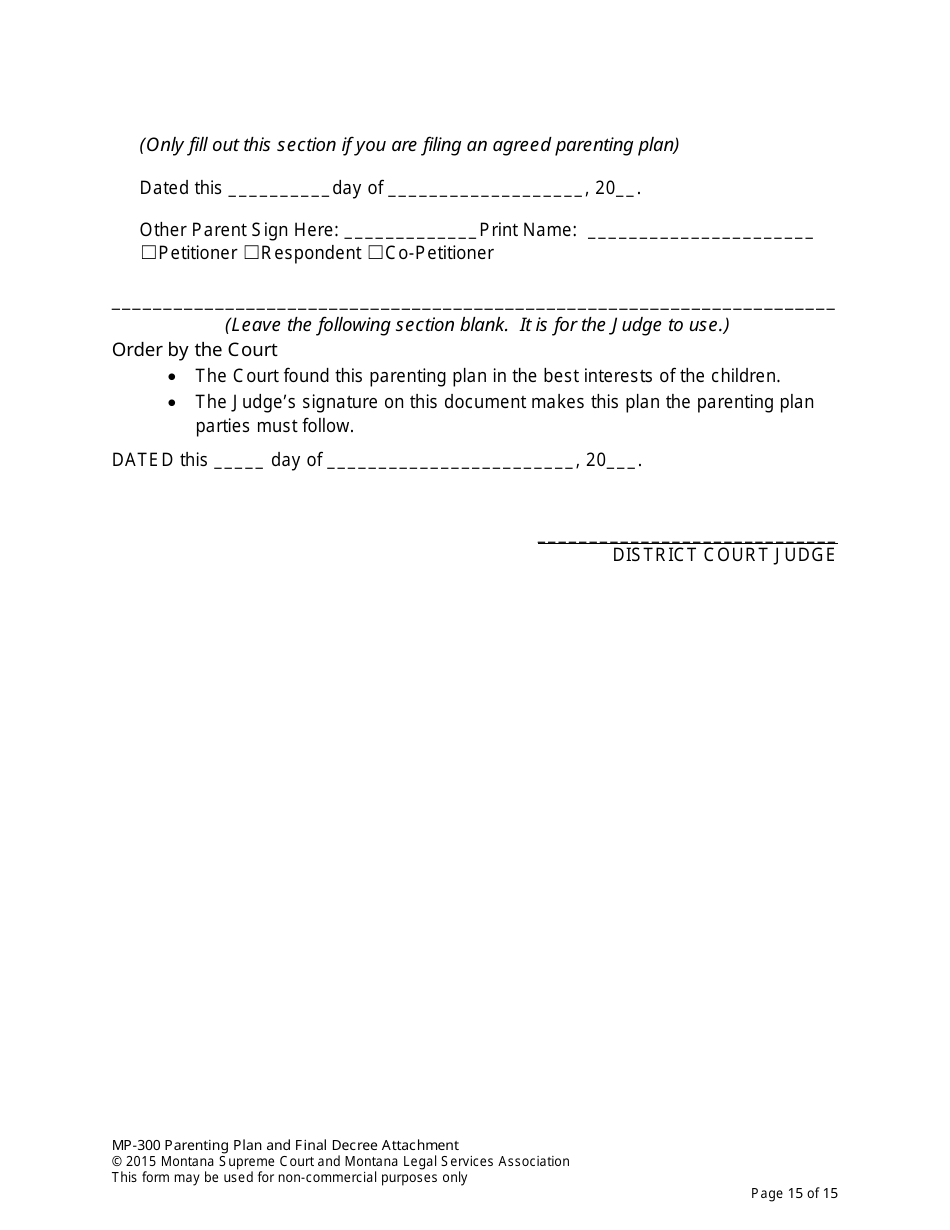 Form MP-203 Response to Petition for Parenting Plan - Montana, Page 29